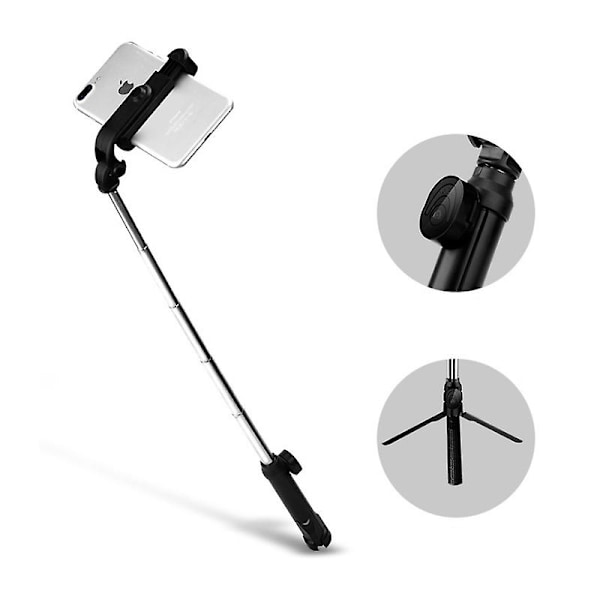 Teleskopisk Bluetooth Selfie Stick Tripod Monopod Mobiltelefonholder Til Iphone Samsung {db} Black