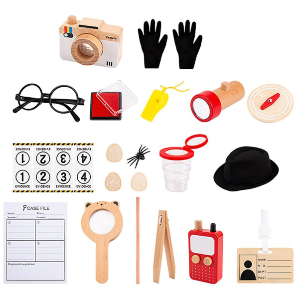 1 sæt børns detektiv cosplay kit børns detektiv værktøjssæt børn lader som om at lege legetøj detektiv kit
