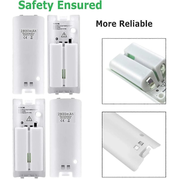 4-pakkaus ladattavia akkupaketteja Wii ja Wii U -ohjaimille 2800mAh-XinHan [DB]