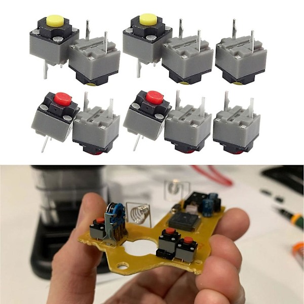5 ST Kailh Tyst Knapp 6x6x7.3mm Fyrkantig Tyst Mikroswitch Taktil Knapp [Db] Yellow