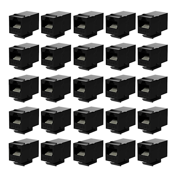 25 kpl RJ45-liitintä Cat6-liittimet Inline-liitin naaras naaras -liitin [db] black