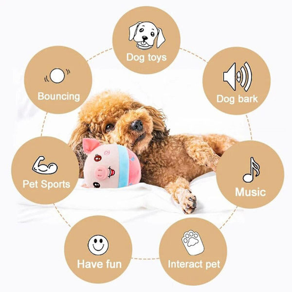 Valpboll Aktiv Rörande Husdjur Plysch Leksak Sjungande Hund Tugga Squeaker Fluffy Leksaker [DB] Blue
