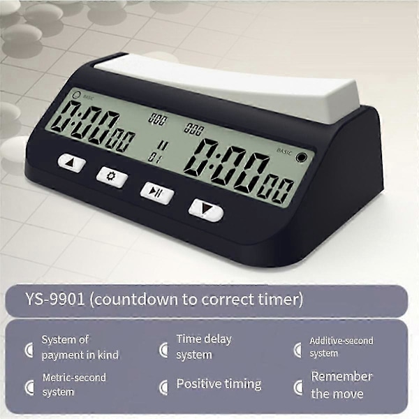 Schacktimer Professionell Schackklocka Multifunktionell Digital Klocka [DB] Black