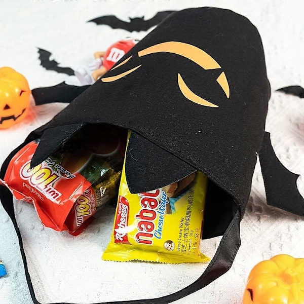 Halloween Trick or Treat-påsar Fladdermus Godishink Återanvändbar Canvasväska Bästa Halloweenfestpresenterna för Barn Halloween db