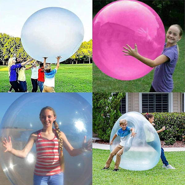 Bubbelboll leksak för vuxna barn, uppblåsbar vattenboll kul sommar strand trädgård boll mjuk gummiball utomhusspel present Hk Db Blue 40cm