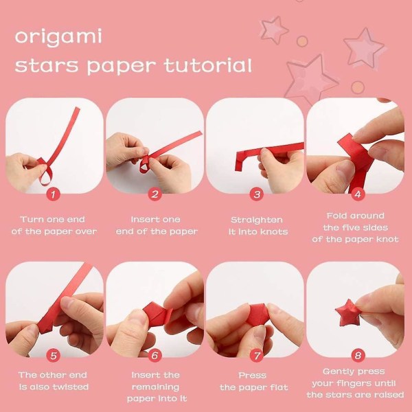 1030 ark Star Origami-papper: Dubbelsidiga enfärgade pappersremsor för hantverk