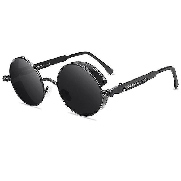 Vintage Polarisoivat Steampunk Miesten Pyöreät Aurinkolasit Tyylit Db Black Frame Grey Lenses