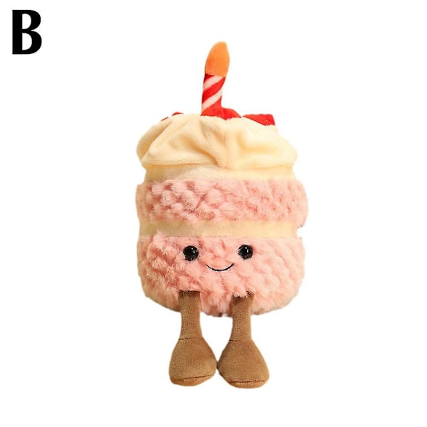 Jelly Cat Plysch Tårta Leksak Utan Ljud Och Ljus Söta Kreativa Födelsedagspresent [DB] 28Cm Pink