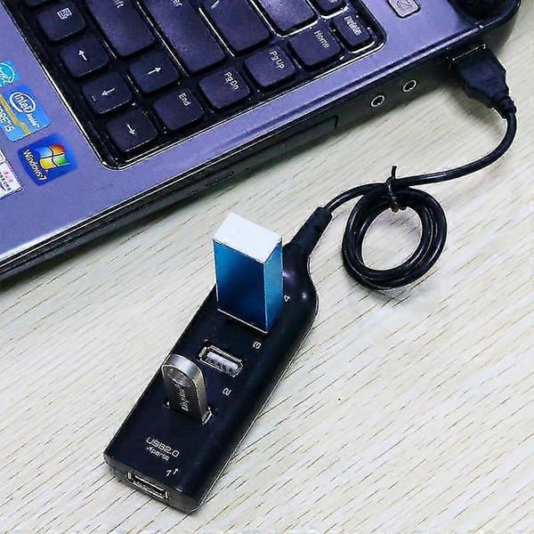 Mini 4-Port USB 2.0 High-Speed Splitter Adapter til Laptop og PC [DB] white