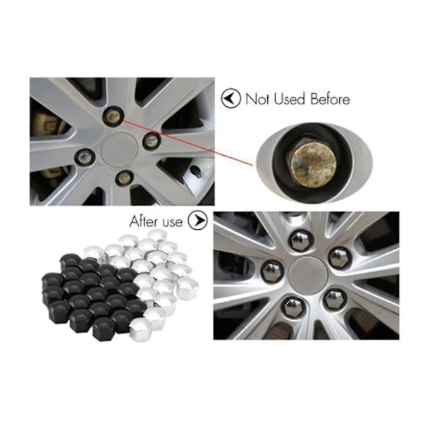 20 kpl Auton Pyöränmutterin Suojuksia Irrotustyökalulla Ruosteenesto Auton Navan Ruuvin Suojus Sopii Kaikenlaisiin Autoihin [db] Black 21MM