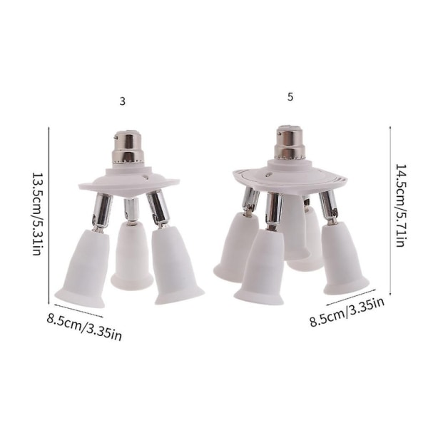 3/5 i 1 E26 E27 Standard Medium Skrue Led Lys Socket Splitter Adapter Lampe db 5