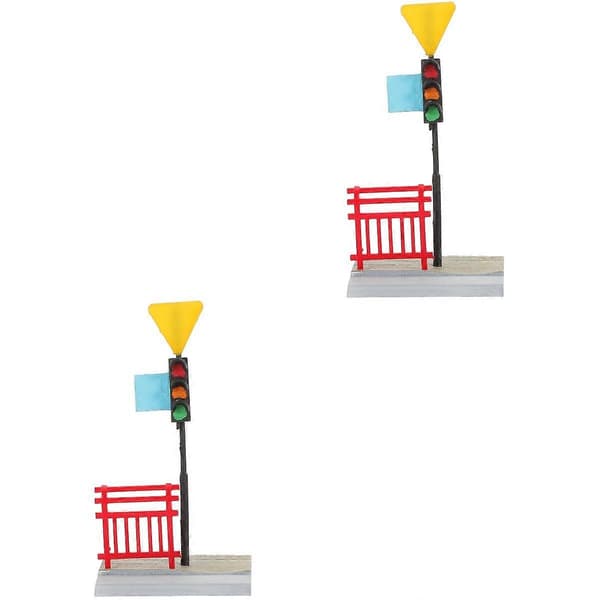 Miniature trafiklampe harpiksdekoration til diorama 2 stk. sæt[DB]