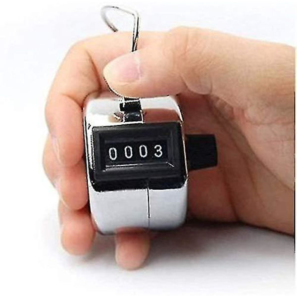 Manuel Tally Counter Digit Nummer Omgangstæller Rustfrit Stål Håndholdt Mekanisk Clicker Med Finger Ring Sliver