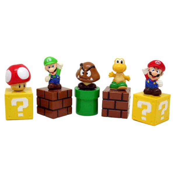 5 stk/sett Super Bros Mini Action Figurer Modell Dukke Goomba Luigi Koopa Mushroom Collectible Toy Kids Game Fans Gift Kit Db