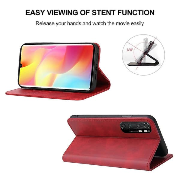 Magnetiskt läderfodral för Xiaomi Mi Note 10 Lite [DB] Red