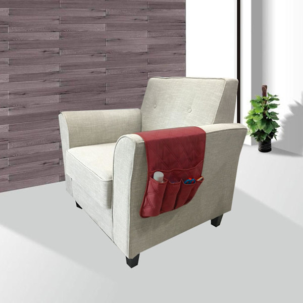 Vandtæt Sofa Armlæn Opbevaringsarrangør 5 Lommer Til Telefon Bog Magasiner Beige