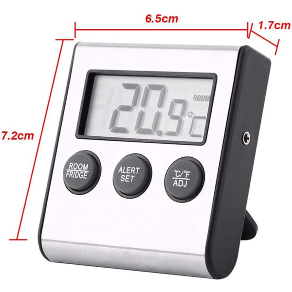 Kjøleskapstermometer, digital LCD-termometermonitor med sondetemperatur Kjøleskapstermometer -50℃ til 70℃