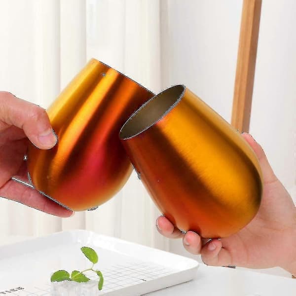 2 stk. Vinglass i rustfritt stål uten stett for reise [DB] Magic Red