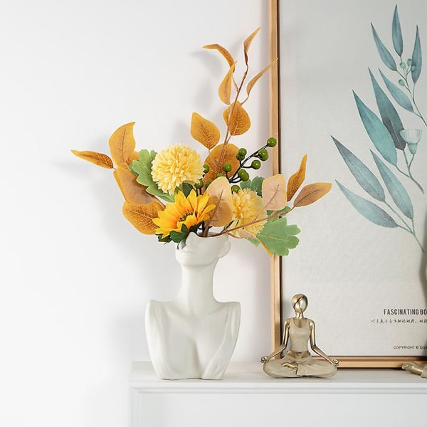 19 cm Naisten vartalomaljakko keraaminen vartalotaidemaljakko Moderni kasvomaljakko päämaljakko Ihmisveistos maljakko kukkapidike kotitoimiston pöytäkoristeeseen, valkoinen