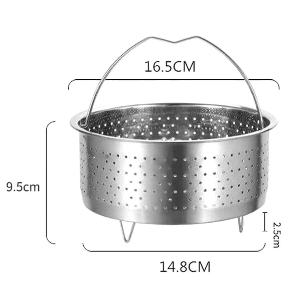 Ruostumattomasta teräksestä valmistettu höyrykeitin Basket Riisikeitin Höyrystin pikakeittimeen kahvalla painekeittimellä R