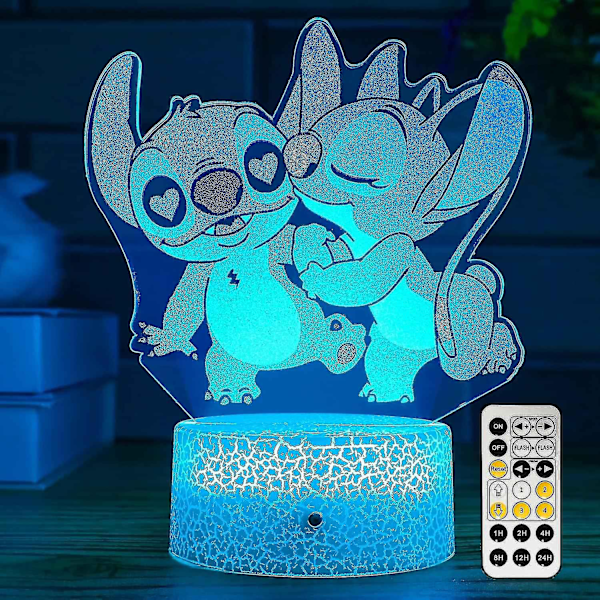 Stitch-gåvor för flickor Stitch nattlampa med timer fjärrkontroll och smart touch 7 färger växlande dimbar [db]