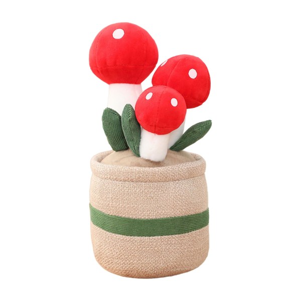 Plysfyldte legetøj Vrious Potted Succulent Plants til børn Gave Blomster Tulipan Kaktus Bogreol Pude Dekoration [DB] Red Mushroom