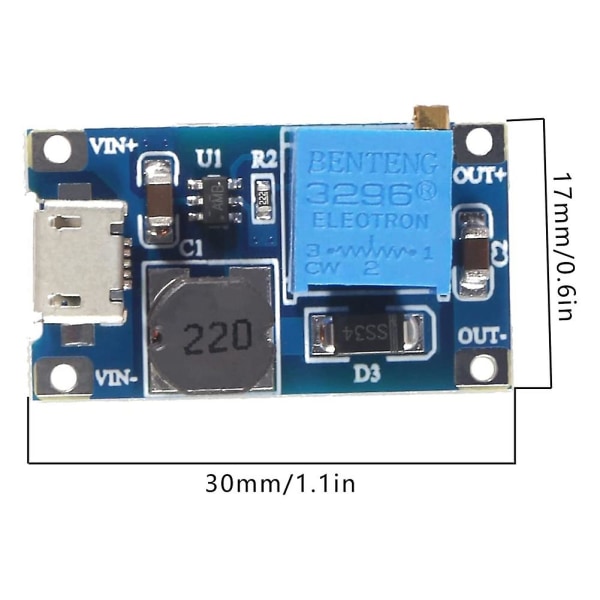 5 stk. 2a Dc-dc Step Up Boost-modul med -usb, Step Up Boost-konverter Strømforsyningsspændingsregulator