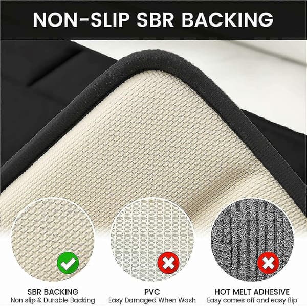 Memory Foam Bademåtte Skridsikker 80x50 cm Sort Badeværelsestæppe db