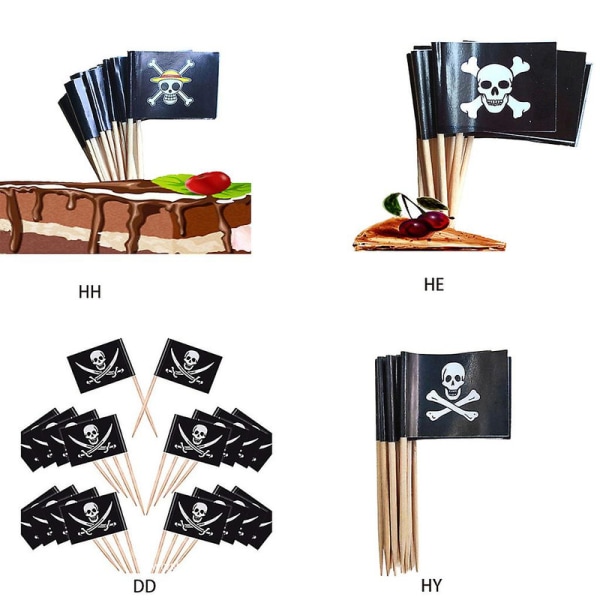 Lämpimät mini muovi merirosvo hammastikku liput muotoillut pöytä koristeet Db 100 single-headed pirates 2