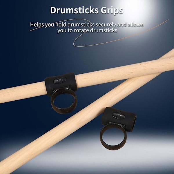 2 stk. Trommestikk Kontrollklips Finger Ring Hjelpetrommestikker Grep Anti Skli Trommestikker Tilbehør db Black 5
