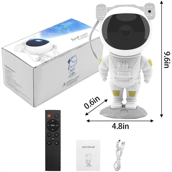 Astronaut Galaxy Projektor Stjernehimmel Nattlys Roterende Lampe Romdekor USB-lading med fjernkontroll [DB]