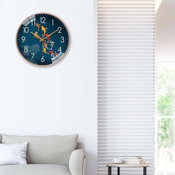 LED-lampor Transparent väggklocka Påfågel Fjäder Färgglad Klocka Vintage Bohemian Dekorativ Väggklocka db Black