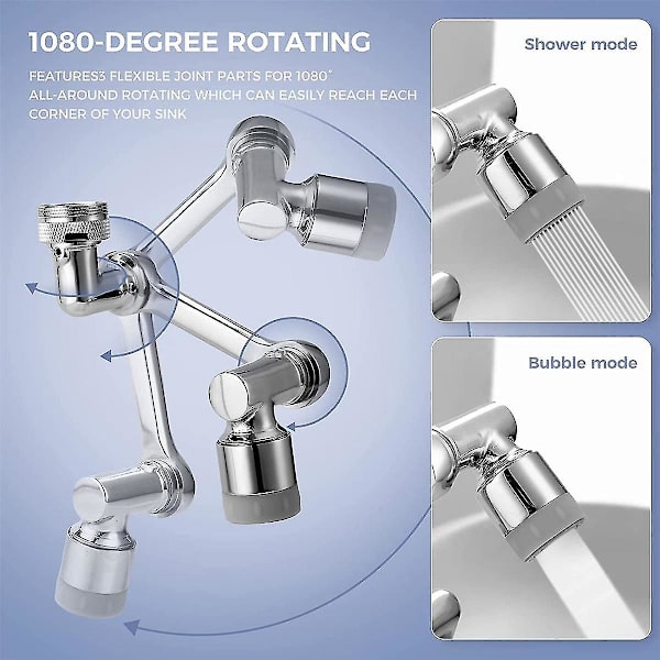 Kran Mekanisk Arm Bubbler Universal Kranforlenger Sprutsikker Roterende Dyse Mekanisk Forlenger
