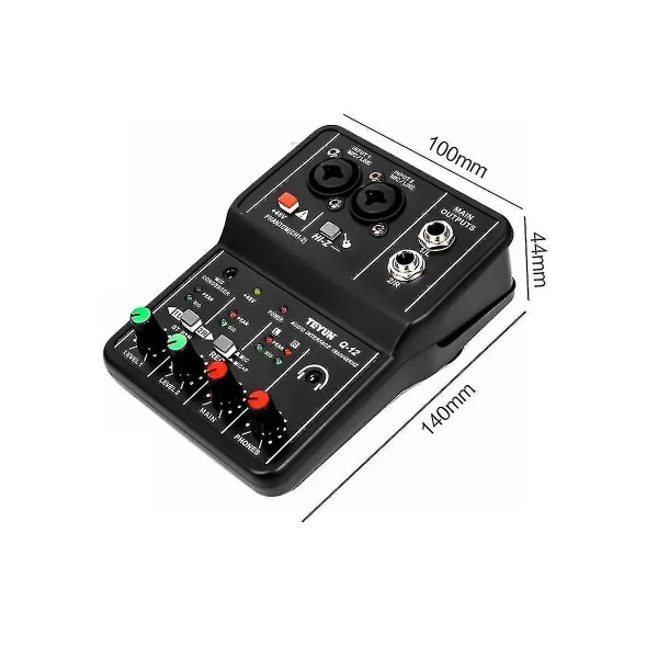 Q12 Computer Recording Sound Card 2-kanals Mono 16bit/48khz Recording Mixer Usb Drive-fri lyd
