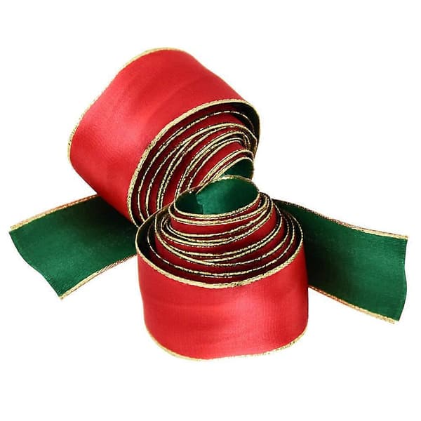 Juldekorationsband sidenband för presentinslagning 2-pack grön röd[DB]