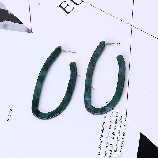 Leopard Örhängen Acetat Örhängen Geometriska Ovala Bruna Akryl Dropp Örhängen [DB] Black
