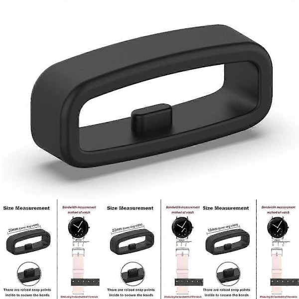 Armbandsfäste Silikon Fästring Hållare 18mm/20mm/22mm Bältesöglor [db] Black 20MM