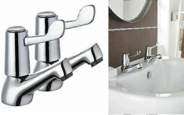 Forkrommet servant- og badekararmatursett med metallknotter [DB]