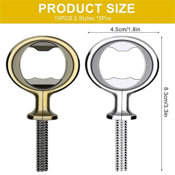 10 st Flasköppnare Blanka DIY Öl Flasköppnare Rostfritt Stål Platta Flasköppnare Insatser Kit Bi [DB] silverGreen Bronze