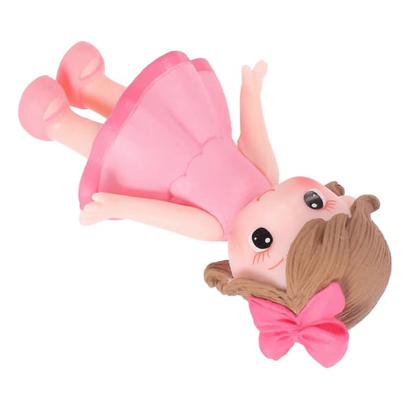 Rosa prinsessedukke-figur for bursdagskakedekorasjon, bedårende samleobjekt