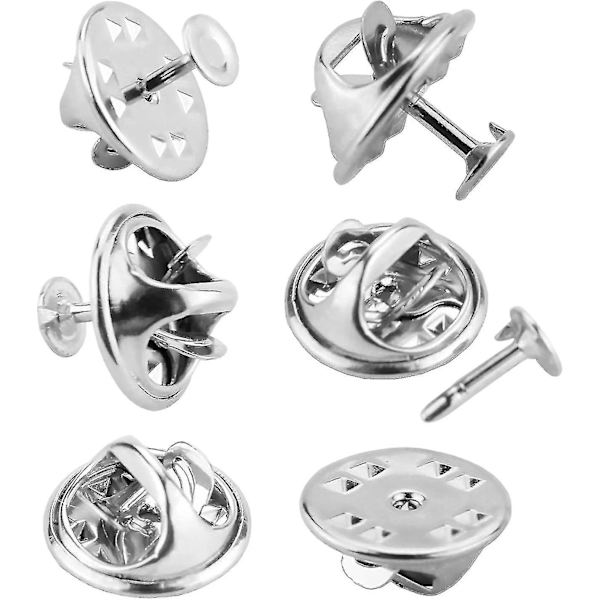120 Par Butterfly Clutch Tie Tacks Nålbag Compatible med 8mm Lange Blanke Pins til Håndværk (sølv) Db Silver