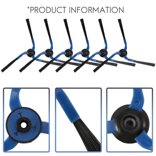 3 par sidebørster til robot -rm96w -rm72vr -rm84v -rm52vr Sr8855 Sr8751 Sr8845 Sr8895 Sr8950 [DB] Black  Blue