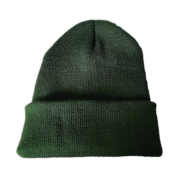 Mössor för män och kvinnor, stickad skidmössa, Hip-Hop, varm elastisk ullgarnsmössa med uppvik Qinhai [DB] Dark Army Green