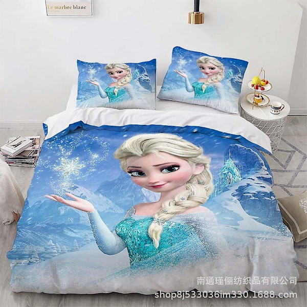Färg 1 Elsa 3d tecknad film Frozen tryckt sängkläder set påslakan täcke örngott barn {DB} AU single 140x210cm