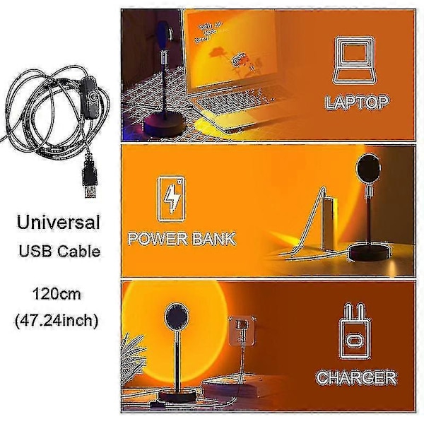 16 Farger Solnedgang Lampe Rgb App Fjernkontroll Atmosfære Projeksjon Led Nattelys For Hjem Soverom Dekorasjon {Db} Sunset Red