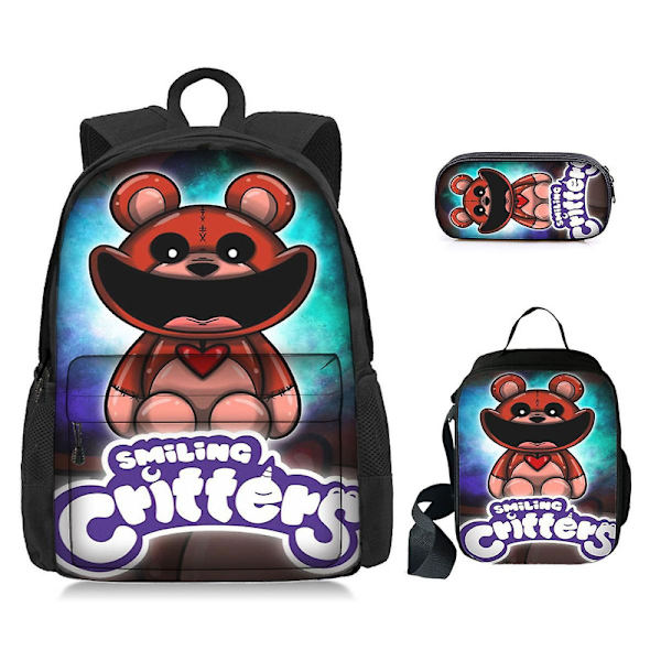 Poppy Playtime-kapittel 3 smilende skapninger student ryggsekk Tredagers ryggsekksett (ryggsekk + lunsjpose + pennal) - db Product 2