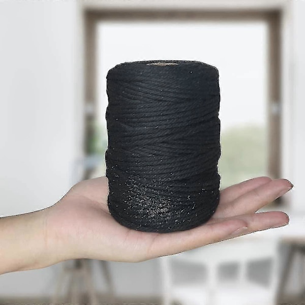 3mm 100m Macrame Snor, 4-trådet Snoet Bomuldsgarn Naturlig Bomuldssnor Reb (beige) (d-583-a) CY [DB] White