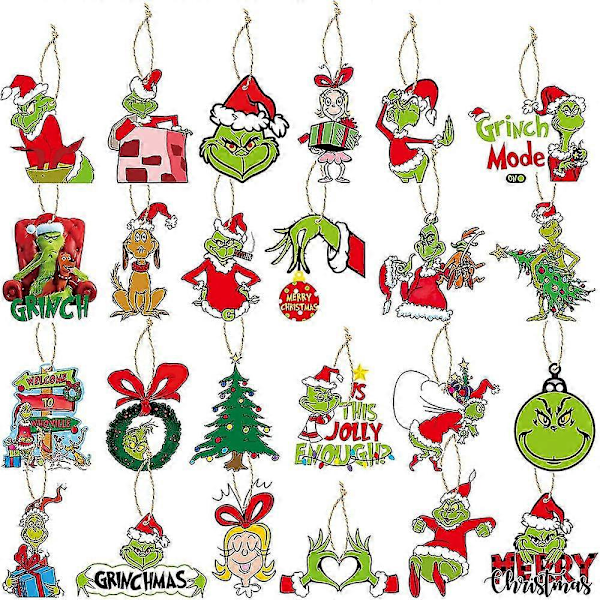 24 kpl Grinch Joulukuusen Koristeita Grinch Puun Koristeet [DB]