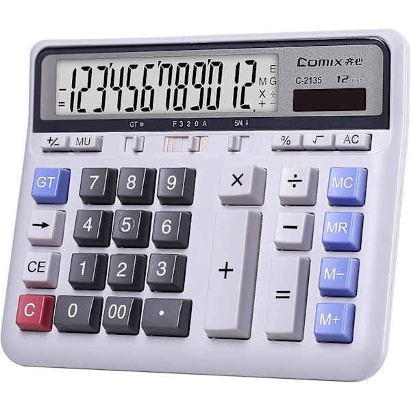 2024 Desktop lommeregner 12 cifre med stort LCD-display og følsom knap, sol og batteri{DB}