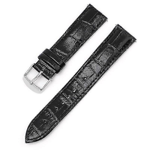 12/13/14/15/16/17MM Ægte Læderrem Bambus Korn Læder Urrem [DB] Black 12MM